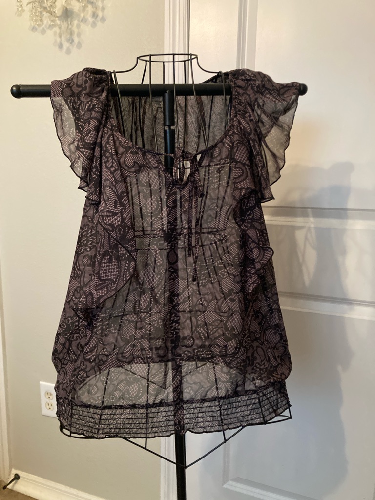 Charlotte Russe Black Sheer Lace Blouse